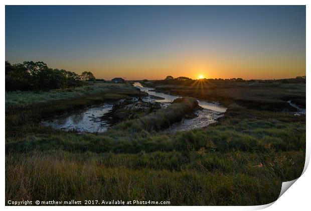 October 2017 Sunrise Over Beaumont Quay Essex Print by matthew  mallett