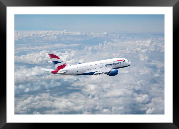 British Airways Airbus A380-841 Framed Mounted Print by J Biggadike