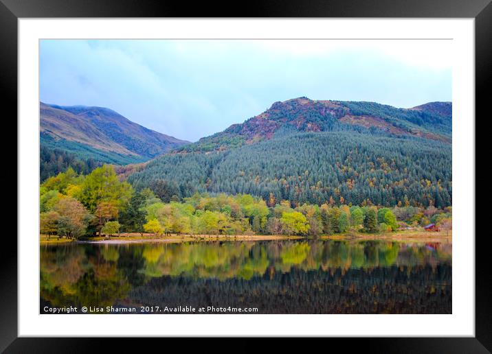 Banks of Loch Lubnaig in Scotland Framed Mounted Print by  