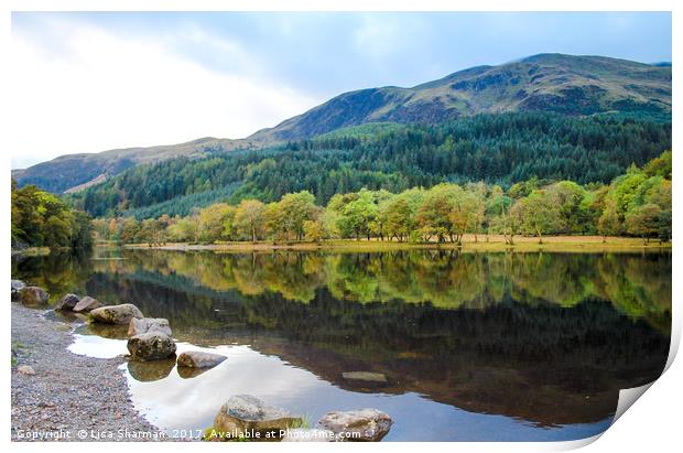 Banks of Loch Lubnaig in Scotland Print by  