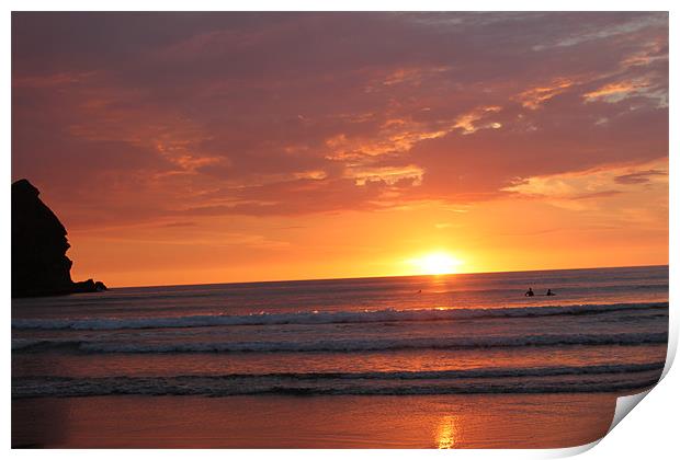 surfers sunset Print by craig sivyer
