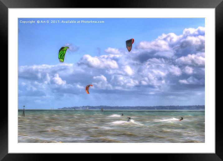 Surfing the Solent Framed Mounted Print by Art G