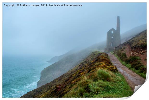 Wheal Coates Tin Mine St. Agnes Print by Anthony Hedger