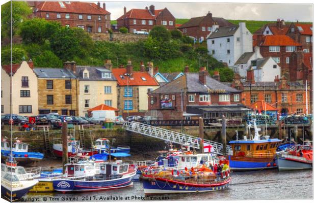Busy Whitby Harbour Canvas Print by Tom Gomez