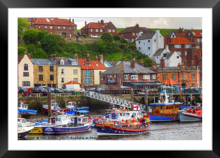 Busy Whitby Harbour Framed Mounted Print by Tom Gomez