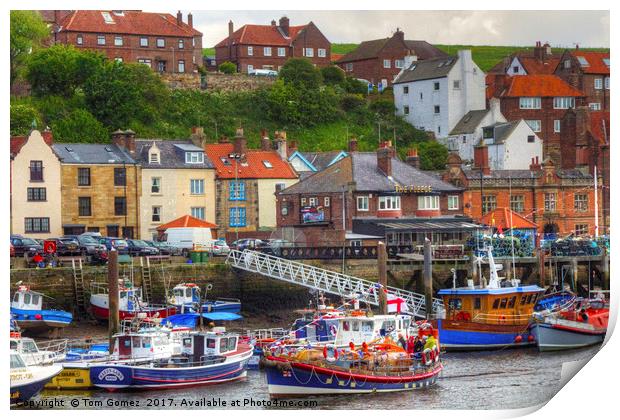 Busy Whitby Harbour Print by Tom Gomez