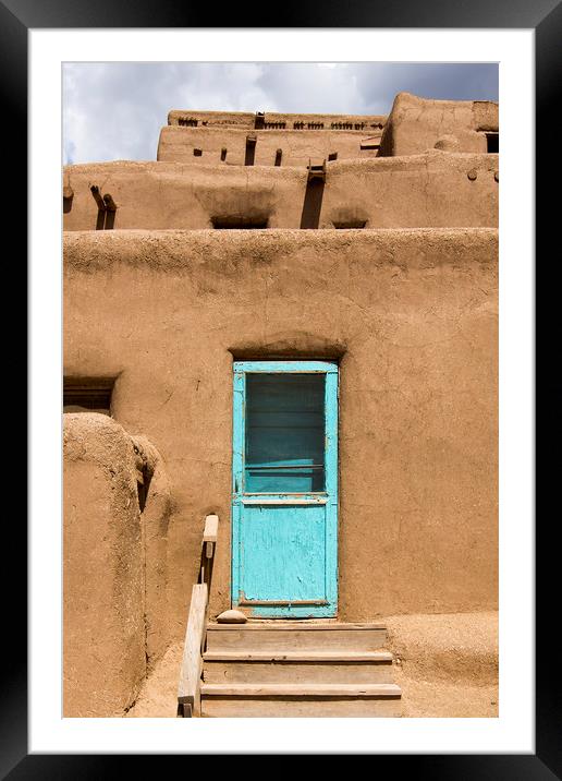 Traditional habitation in Taos Pueblo Framed Mounted Print by Luc Novovitch