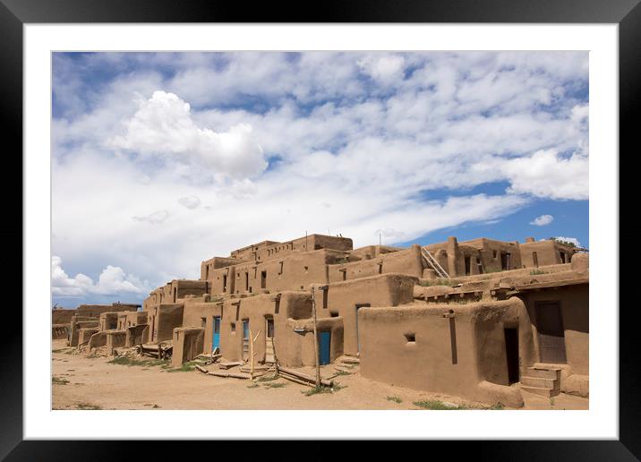 Historic Taos Pueblo, New Mexico Framed Mounted Print by Luc Novovitch