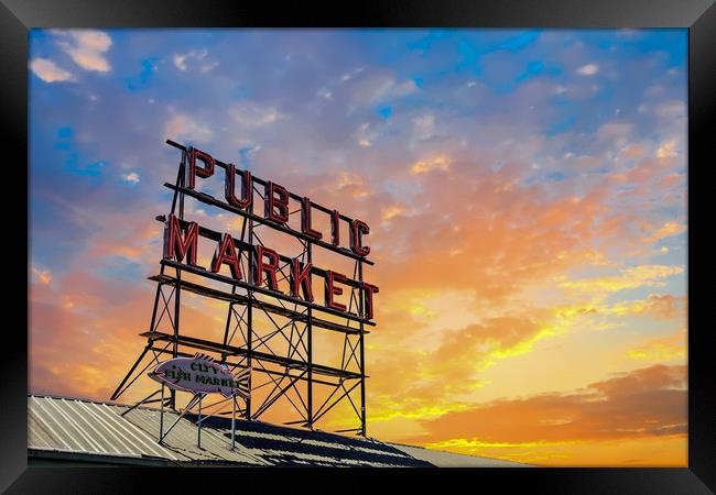 Seattle Public Market Framed Print by Darryl Brooks