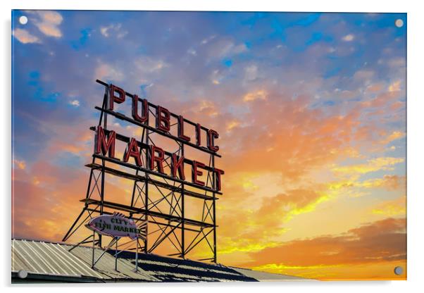 Seattle Public Market Acrylic by Darryl Brooks