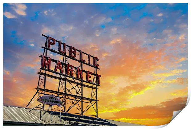 Seattle Public Market Print by Darryl Brooks