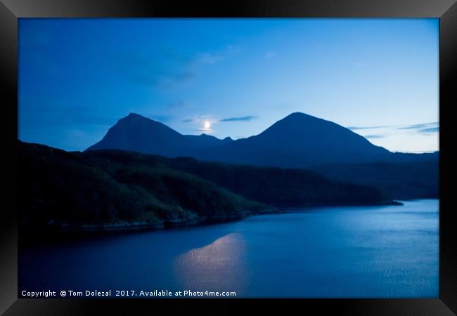 Moon over Quinag  Framed Print by Tom Dolezal