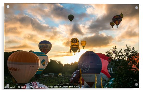 Sunrise at the Bristol Balloon Fiesta. Acrylic by Richard Morgan