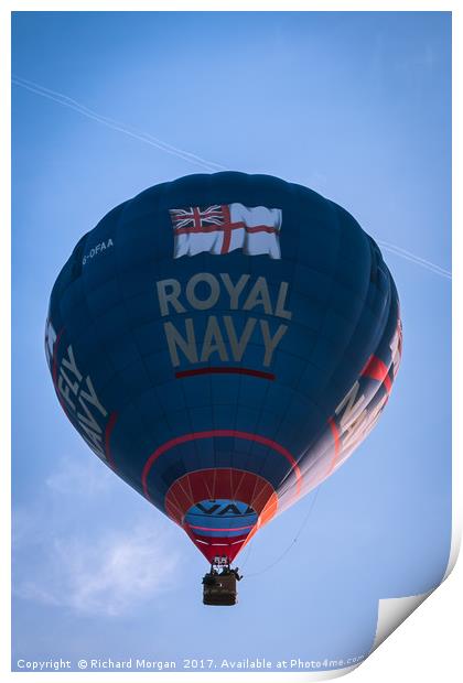 Royal Navy hot air balloon Print by Richard Morgan
