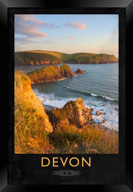 Devon Railway Poster Framed Print by Andrew Roland