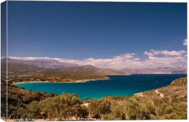 Voulisma View across Mirabello Bay, Crete, Greece Canvas Print by Kasia Design
