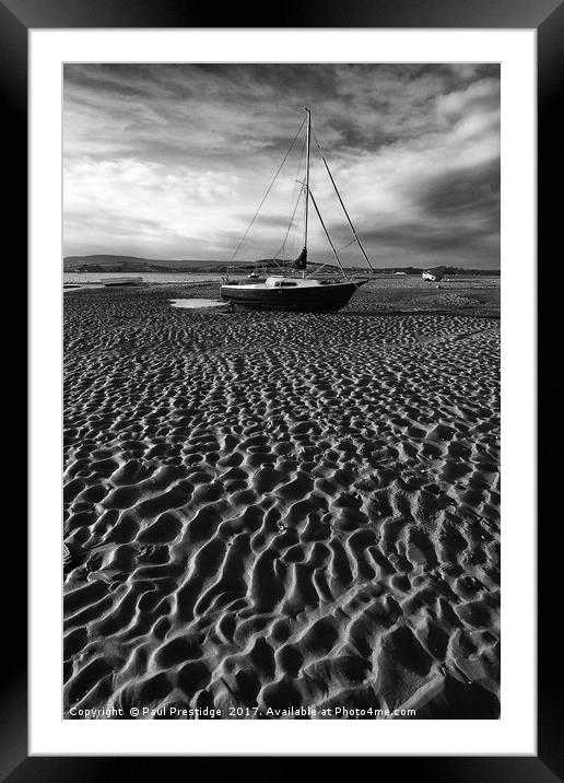 Exe Estuary Wave Patterns Black and White Framed Mounted Print by Paul F Prestidge
