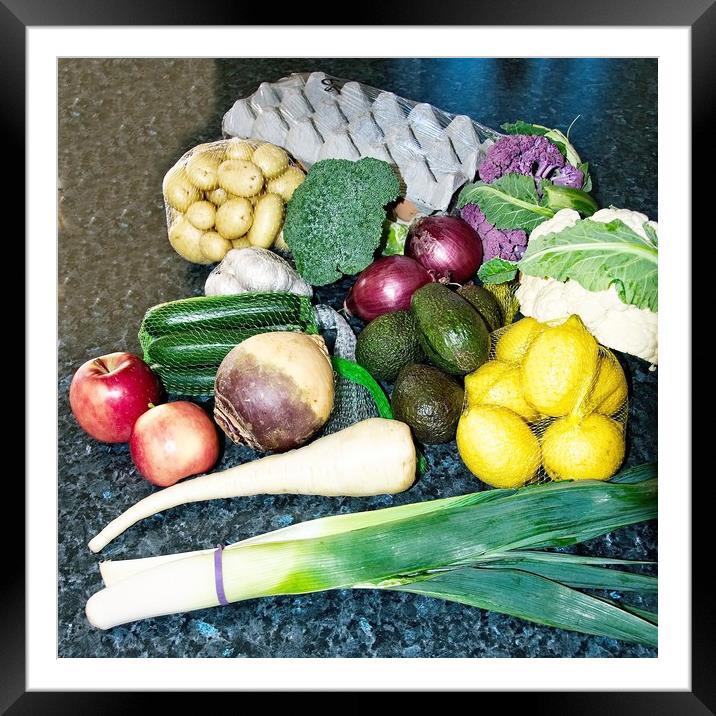 A display of mixed fresh vegitables. Framed Mounted Print by Geoff Childs