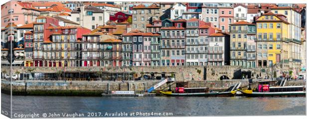 Cais de Ribeira Porto Portugal Canvas Print by John Vaughan