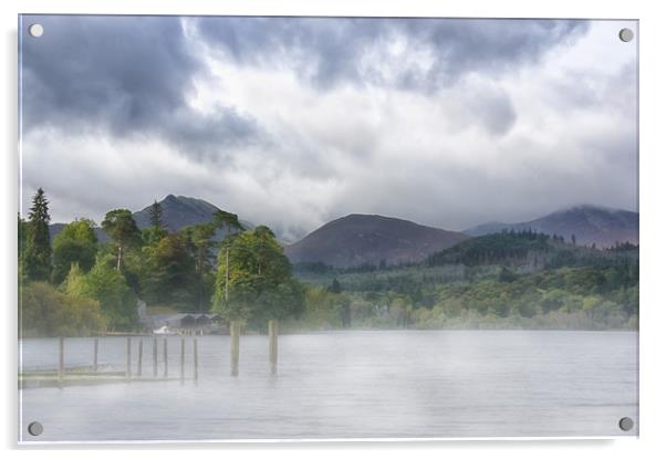 Mist Clearing from Derwentwater Acrylic by Jacqi Elmslie