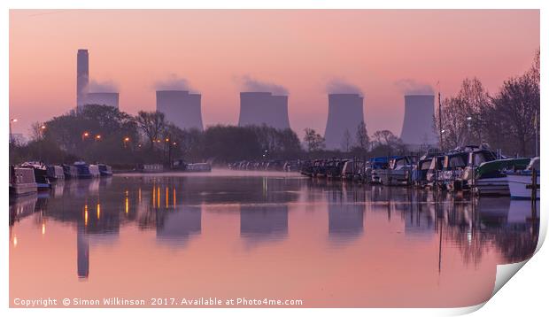 Misty Morning at Sawley Cut Print by Simon Wilkinson