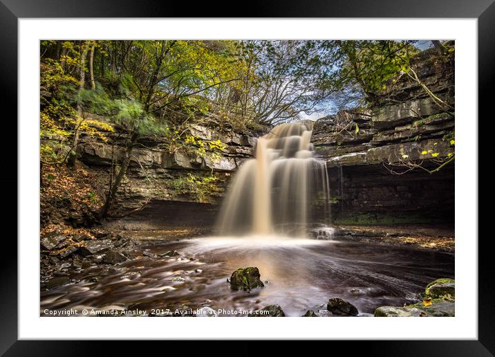 Autumn at Summerhill Force in Teesdale Framed Mounted Print by AMANDA AINSLEY