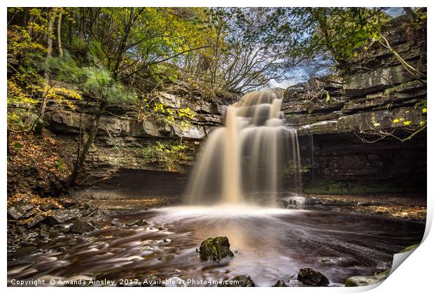Autumn at Summerhill Force in Teesdale Print by AMANDA AINSLEY