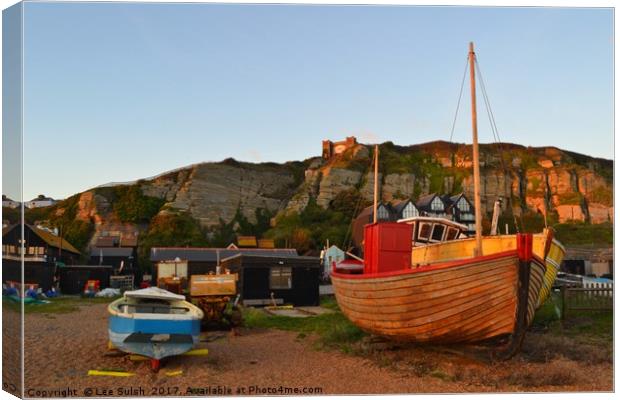Hastings Fishing fleet at Sunset Canvas Print by Lee Sulsh