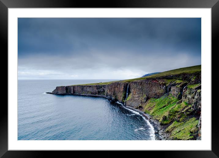 Iceland cliffs at dusk over the sea Framed Mounted Print by Mirko Macari