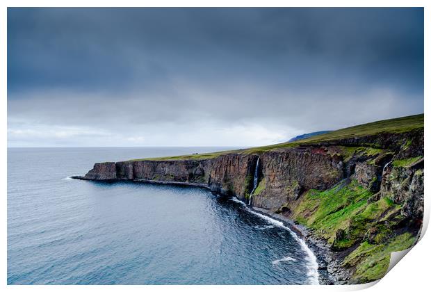 Iceland cliffs at dusk over the sea Print by Mirko Macari