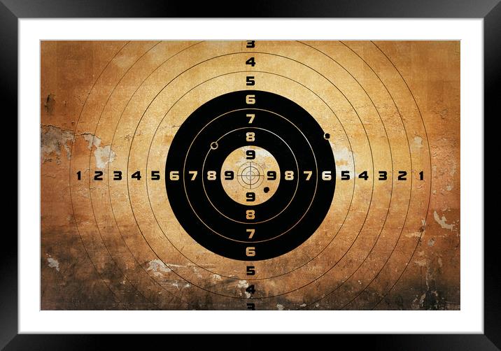 target with bullet holes Framed Mounted Print by Guido Parmiggiani