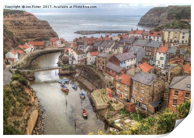 Looking down on Staithes  Print by Jon Fixter