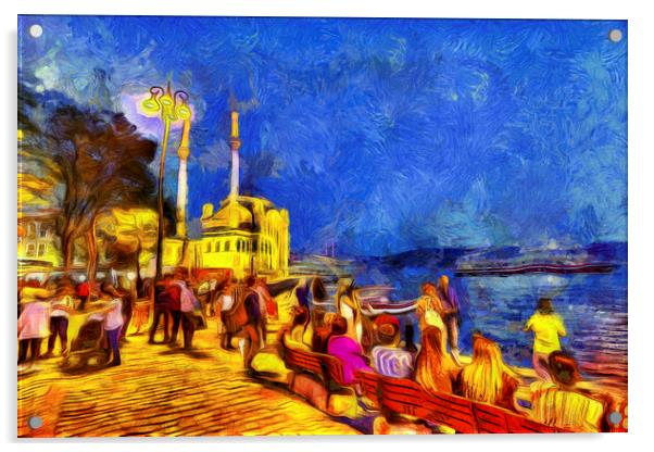 Istanbul Van Gogh Acrylic by David Pyatt