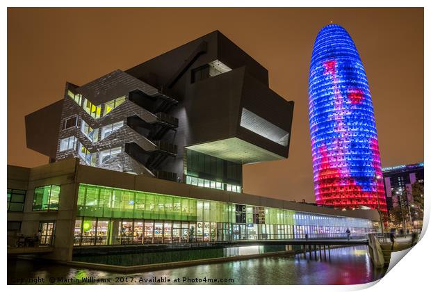 Design Museum and Torre Agbar, Barcelona Print by Martin Williams