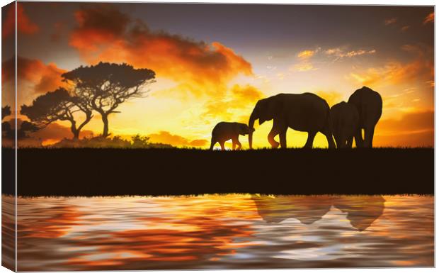 family of elephants Canvas Print by Guido Parmiggiani