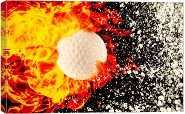 Golf ball between fire and water Canvas Print by Guido Parmiggiani