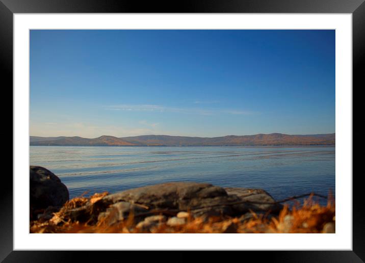 Autumn calm day on mountain lake Framed Mounted Print by Larisa Siverina