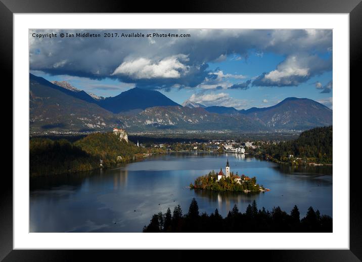 View of Lake Bled from Ojstrica Framed Mounted Print by Ian Middleton