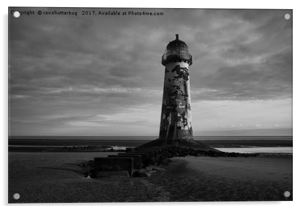 Talacre Lighthouse Black And White Acrylic by rawshutterbug 