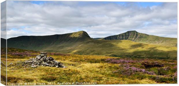Brecon Beacons Peaks in Summer. Canvas Print by Philip Veale