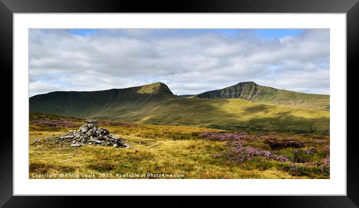 Brecon Beacons Peaks in Summer. Framed Mounted Print by Philip Veale