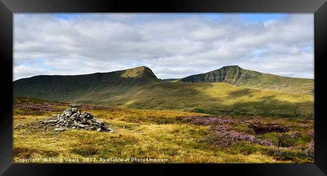 Brecon Beacons Peaks in Summer. Framed Print by Philip Veale