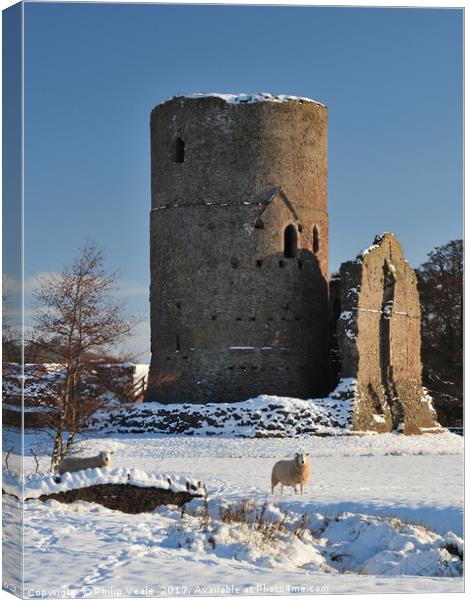 Tretower Castle in Winter. Canvas Print by Philip Veale