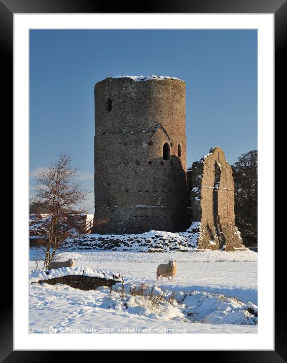 Tretower Castle in Winter. Framed Mounted Print by Philip Veale