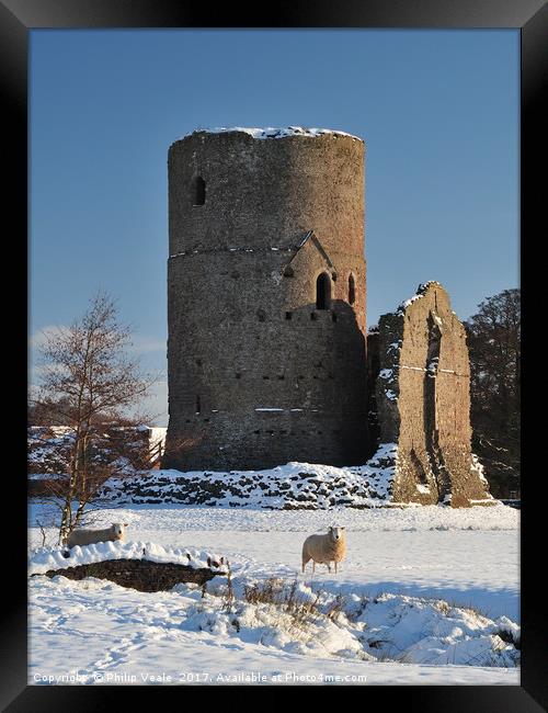 Tretower Castle in Winter. Framed Print by Philip Veale