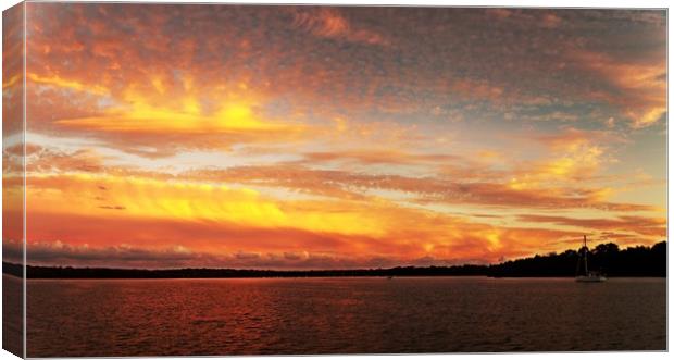 Colourful Lake Sunset at Lake Macquarie Canvas Print by Geoff Childs