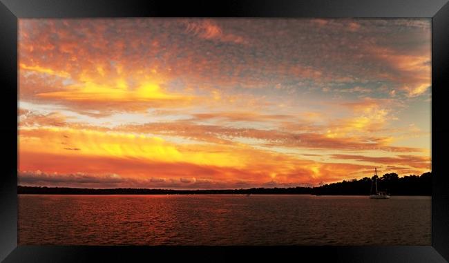 Colourful Lake Sunset at Lake Macquarie Framed Print by Geoff Childs