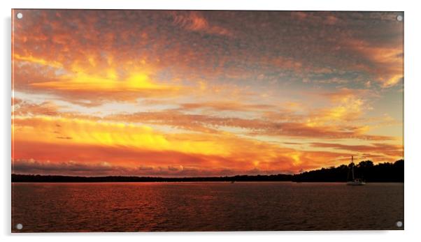 Colourful Lake Sunset at Lake Macquarie Acrylic by Geoff Childs