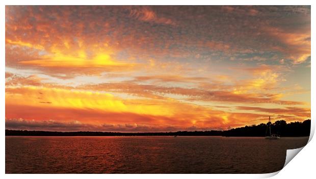 Colourful Lake Sunset at Lake Macquarie Print by Geoff Childs