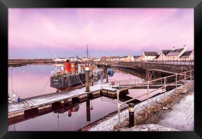 Frosty Irvine Harbour Framed Print by Valerie Paterson
